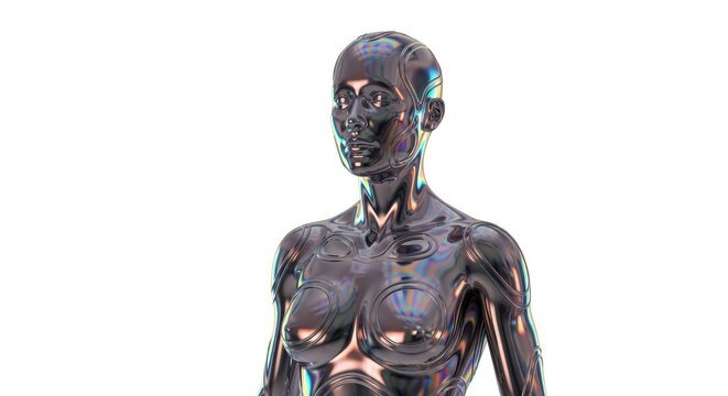 Futuristic Female Android with an Iridescent Finish - Powered by Adobe