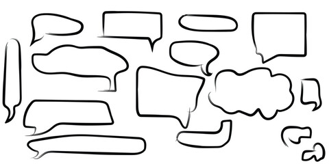 Vector set of cartoon man and woman chatting with speech bubbles for communication icons and illustrations