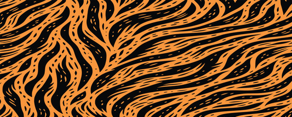 Fototapeta premium Vectand tiger skin illustration with wild striped animal fur, great fand background wallpapers, textile patterns, and tile surfaces.