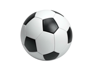Isolated soccer ball on a solid black background, showcasing its familiar design