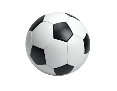 Isolated soccer ball on a solid black background, showcasing its familiar design