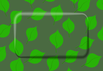 Convex frame on a background with green leaves