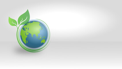 A stylized globe with green leaves encircling the Earth, symbolizing sustainability and eco-friendly practices. Ideal for ozone campaigns, green energy, and global conservation messaging