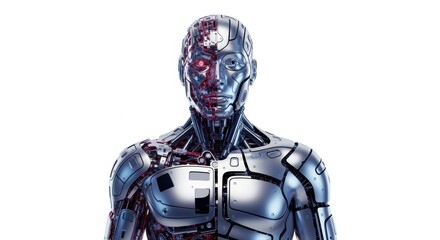 Portrait of a Futuristic Android with Exposed Mechanics