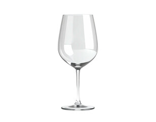A tall, clear wine glass, empty, stands against a deep black backdrop