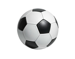 Isolated soccer ball, white and black, with pentagons and hexagons on black background