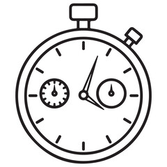 Outline Stopwatch Icon with Sub-dials and Time Markers