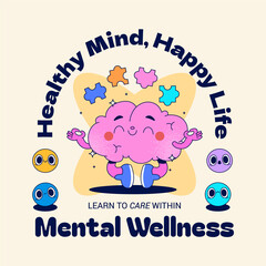 Motivational Poster for Mental Wellness Featuring Brain and Puzzle Pieces