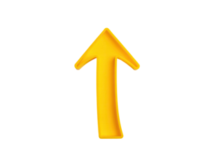 A stylized golden arrow pointing upwards against a stark black background