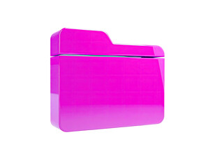 Glossy pink folder with a light gradient, floating against a black background