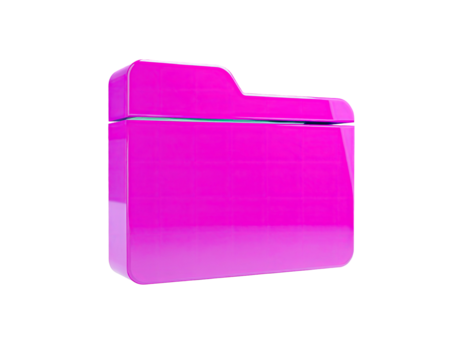 Glossy pink folder with a light gradient, floating against a black background
