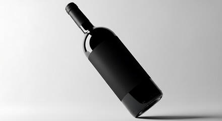 A black bottle of wine isolated on white background