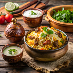 pakistani biryani served in traditional handi with