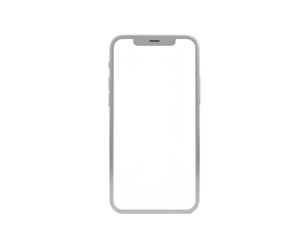 Isolated smartphone with blank white screen on black background