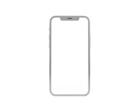 Isolated smartphone with blank white screen on black background