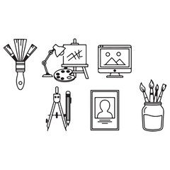 Creative Art and Design Tools Line Icons Collection