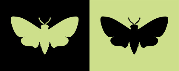 Hand drawn hawk moth butterfly silhouette collection. Perfect for banner, poster, logo, sticker, label, sale. Abstract simple vector shapes.