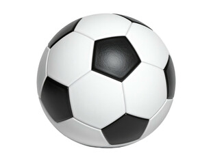 A close-up studio shot of a classic black and white soccer ball