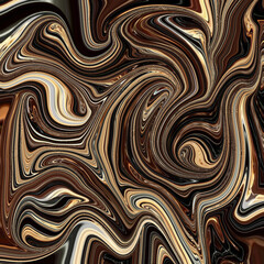 Abstract swirl art in warm brown tones with fluid golden textures, creating a mesmerizing marbled background perfect for design, fashion, and interiors.
