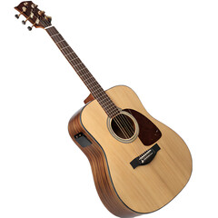 Obraz premium Acoustic guitar with a warm, natural wood finish, perfect for creating beautiful music isolated on transparent background