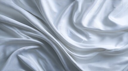 Obraz premium Delicate white fabric elegantly draped and folded, creating a soft, flowing texture with subtle shadows and highlights across the surface.