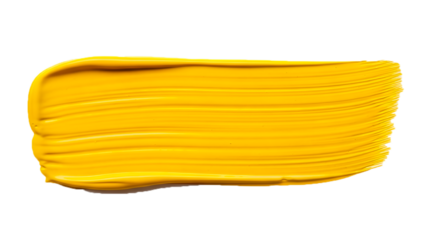 Yellow stroke of paint isolated on transparent background