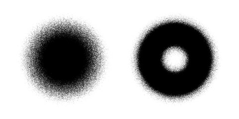Dotwork 3D Spheres vector background. Sand grain effect. Black noise stipple dots. Abstract noise dotwork balls. Black dots grunge round elements. Stipple circles