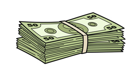 Dollar Banknotes Bundle Drawing