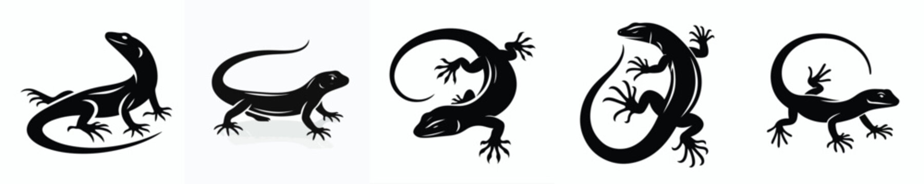 vector black and white silhouette of a house lizard