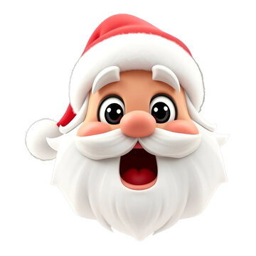 Cheerful Santa Claus Head with Big Eyes and Open Mouth for Festive Holiday Design
