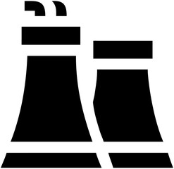 Nuclear Plant Power Station Energy Production Symbol Industrial Reactor Cooling Tower Industry