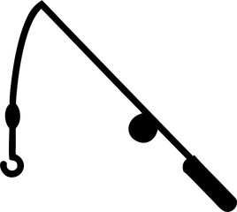 Fishing Rod Silhouette Angling Sport Equipment Fisher Tool Black Isolated Design