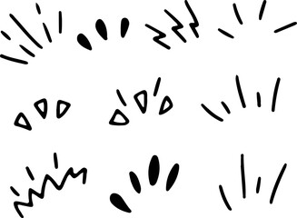 Collection of hand-drawn doodles with exclamation marks, squiggles, and playful lines. Vector set to bring a lively touch to your creative work. Drawn with black curved lines in grunge style