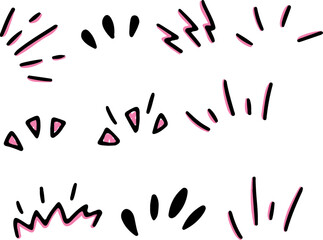 Playful doodles set with hand-drawn exclamation marks, squiggles, and wavy lines. Vector elements to enhance your creative projects. Drawn with black curved lines in grunge style