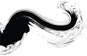 Curved Dry Brush Stroke. Grunge Brush Wave. Abstract surfing Icon. ink curved line, Paintbrush grunge background. grunge background, Weathered brushed backdrop.eps10