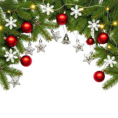 Festive christmas garland with ornaments lights snowflakes and stars festive holiday decor