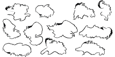 Vector set of animal silhouettes with the outline shape of the map of Germany and Poland on a blank background for a travel brochure design