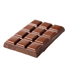 Delicious milk chocolate bar with breakable squares isolated on transparent background