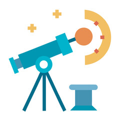 Obraz premium Flat Vector of Telescope Pointing at Stars