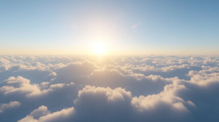 Vast, sunlit cloudscape from above