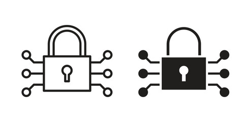 Cyber security icon art in black and white