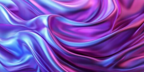 Obraz premium Stunning Abstract Waves in Iridescent Purple and Blue, Shimmering Fabric for Elegant Modern Design