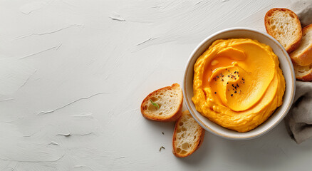 Creamy mussel p&acirc;t&eacute; with bread slices