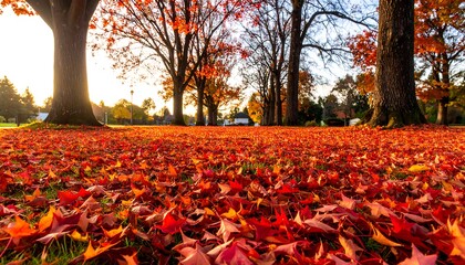 Fall leaves on grass