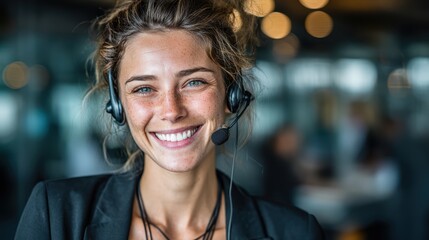 Smiling Customer Service Agent - Call Center Support - business woman