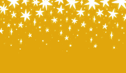 Falling stars on dark background. Vector vintage illustration with bright orange stars. Abstract hand drawn magic holiday template with place for text. Design for greeting card, invitation, banner