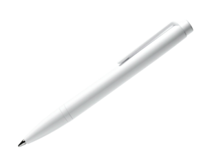 Sleek white writing instrument with clip and tip against a black background