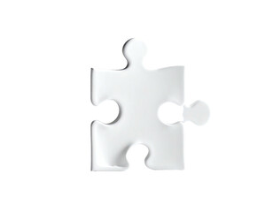 Isolated white puzzle piece with shadows against a stark black background