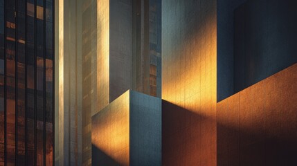 Abstract architectural facades with strong light and shadow contrasts