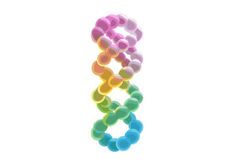 Colorful spiral of spheres in gradient shades